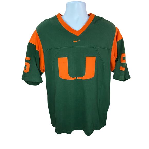 University of Miami Nike Football Jersey #5 Green/Orange Size Medium Vintage - Picture 3 of 10